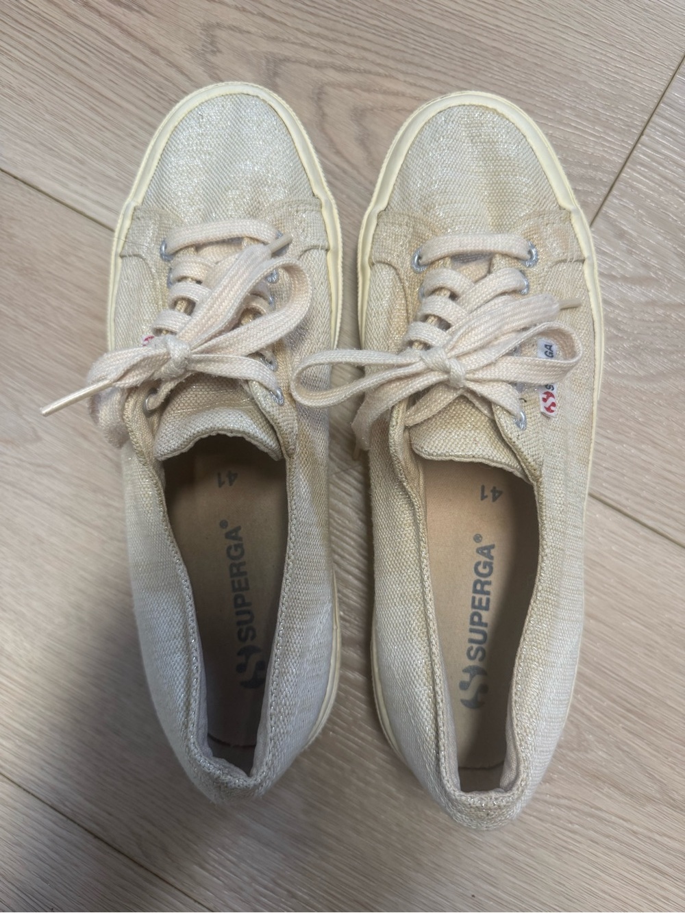 Superga 2750 Cotu Classic canvas sneakers in a metallic beige woman’s size 9.5 - Picture 7 of 10